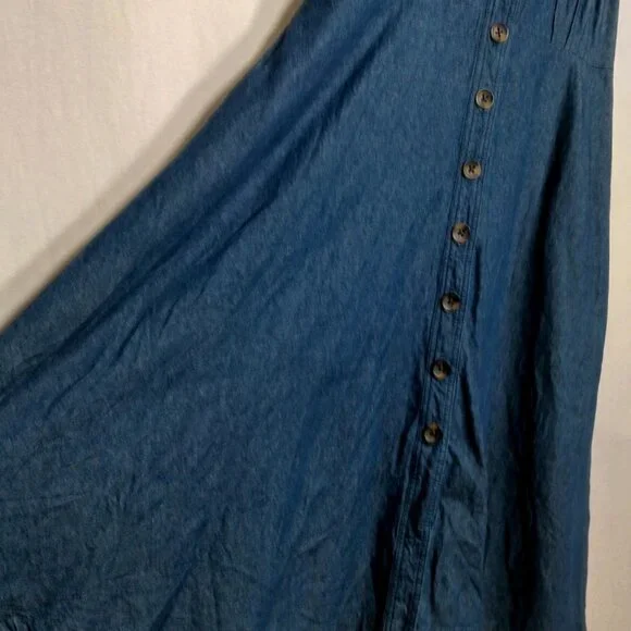 Signature by Robbie Bee Dress Petite 10P Blue Chambray Sleeveless Button Up Jean - Picture 7 of 12